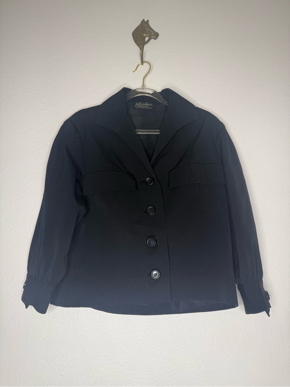 Vintage Pedro Rodriguez Black Blazer Jacket Cropped Med